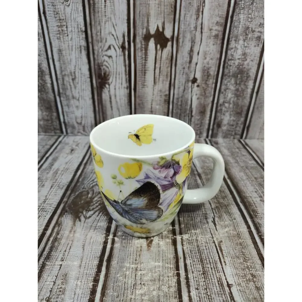 Hallmark Marjolein Bastin Coffee Tea Cup Mug Butterfly Ladybug Flowers Signed